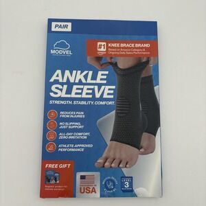 Modvel Ankle Compression Sleeve Pair Size M Leg Support Beige MV-151-M-SKIN New